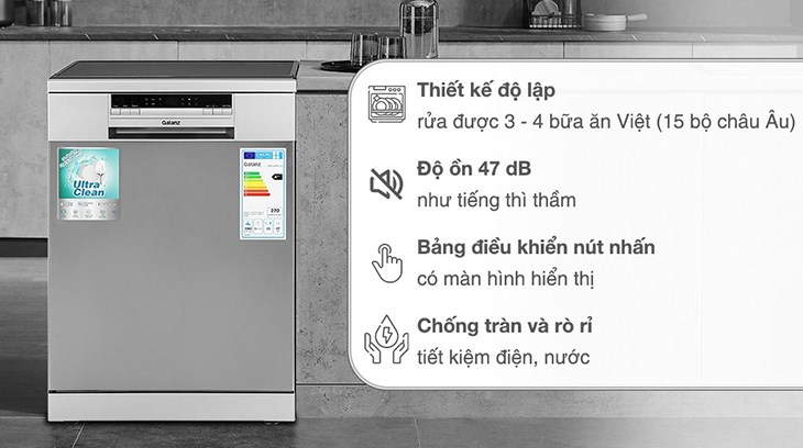 Máy rửa chén độc lập Galanz W60C3A401LQ2 trang bị tính năng chống tràn và rò rỉ giúp quá trình rửa an toàn hơn