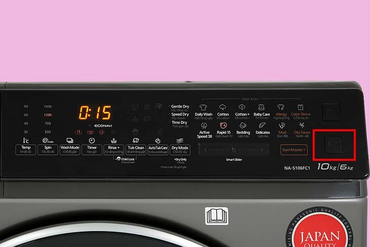 Để kích hoạt chức năng hẹn giờ kết thúc bạn nhấn phím Start/Pause trên máy giặt sấy Panasonic Inverter 10 kg NA-S106FC1LV