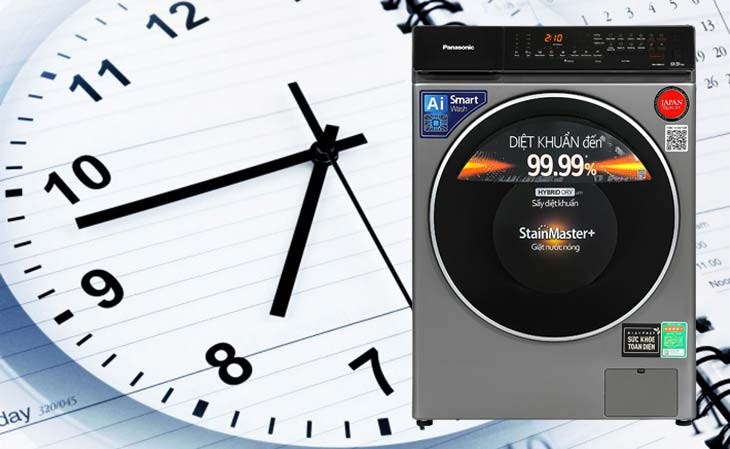 Máy giặt Panasonic Inverter 9.5 Kg NA-V95FC1LVT có tính năng hẹn giờ kết thúc chương trình giặt tiện dụng
