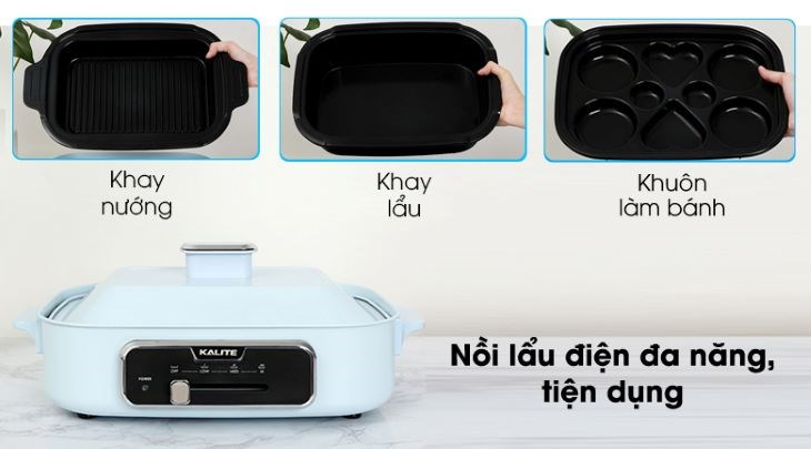Nồi lẩu điện Kalite KL-666 4 lít có thiết kế tiện lợi với 3 khay nấu tháo rời dễ dàng thay thế sử dụng theo nhu cầu, vệ sinh và bảo quản đơn giản sau mỗi lần dùng
