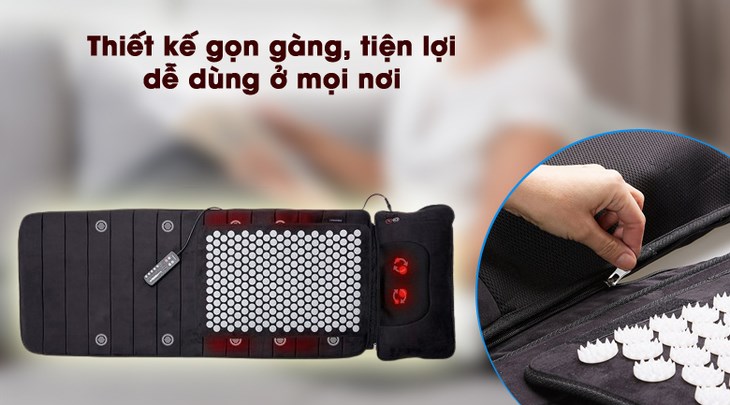 Đệm massage toàn thân Lanaform LA110316 với nhiều chức năng và đầu massage đi kèm thích hợp cho nhiều đối tượng người dùng