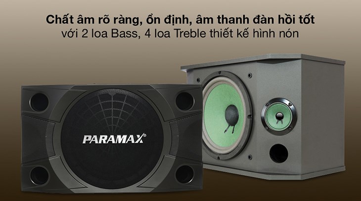 Cặp loa karaoke Paramax LX-850 400W có 2 đường tiếng tổng công suất 400 W tạo âm thanh mạnh mẽ, lan tỏa