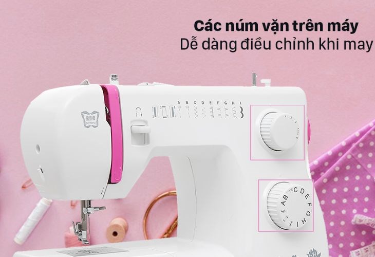 Máy may cơ gia đình Butterfly JH5209 có núm vặn dễ điều chỉnh khi may