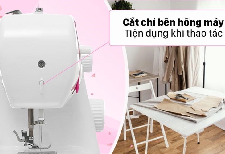 Máy may cơ gia đình Butterfly JH5223A có tính năng cắt chỉ bên hông, tiện dụng khi thao tác