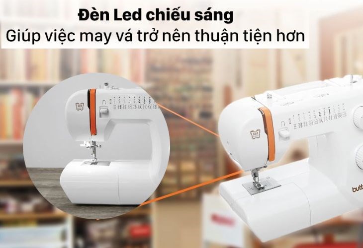 Đèn LED của máy may cơ gia đình Butterfly JH5832A giúp việc may vá trở nên thuận tiện hơn