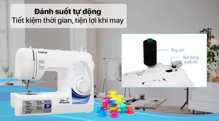 Máy may Brother có chức năng đánh suốt tự động giúp bạn may vá nhanh chóng