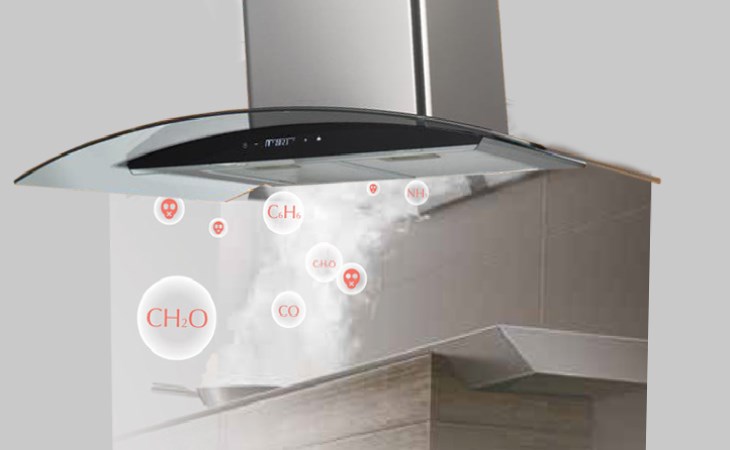 Máy hút mùi kính cong Chefs EH-R506E7G khử mùi bằng than hoạt tính giúp cho không khí trong bếp luôn sạch sẽ