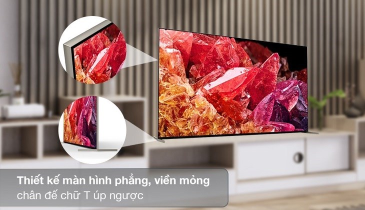 Google Tivi Mini LED Sony 4K 75 inch XR-75X95K có kiểu thiết kế sang trọng với đường viền mỏng, màn hình phẳng sở hữu kích thước 75 inch