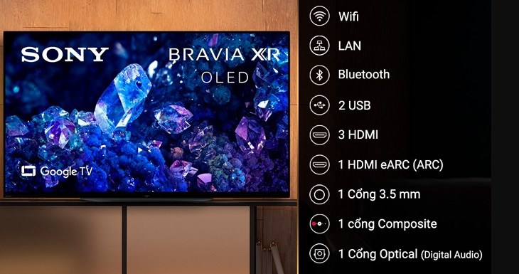 Google Tivi OLED Sony 4K 48 inch XR-48A90K trang bị đầy đủ các cổng kết nối, nâng cao sự trải nghiệm cho người dùng khí kết nối được nhiều các thiết bị bên ngoài