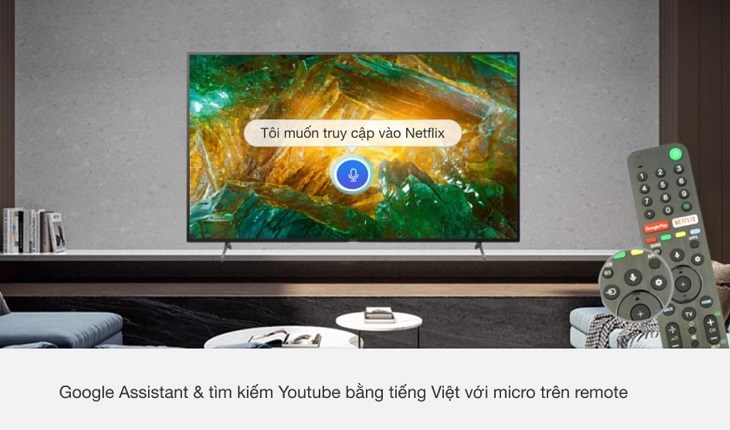 Người dùng có thể điều khiển và tìm kiếm bằng giọng nói trên Android Tivi Sony 4K 85 inch KD-85X86J tiện lợi