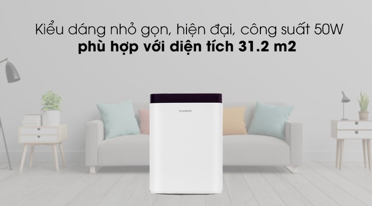 Máy lọc không khí Cuckoo CAC-G0910FN 50W có công suất 50W nên phù hợp đặt ở các không gian phòng ngủ, phòng làm việc,...