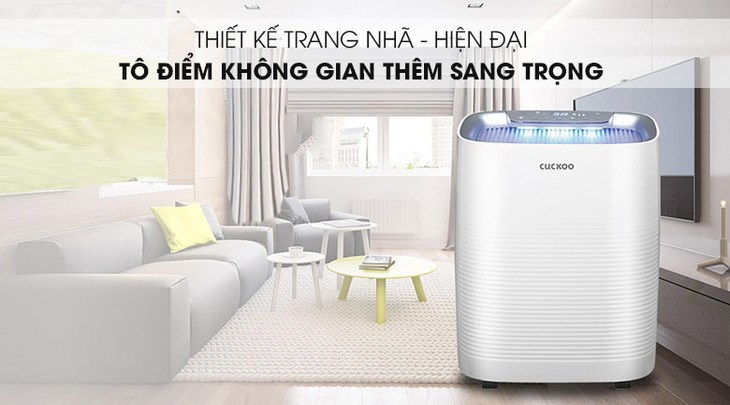 Máy lọc không khí Cuckoo CAC-CH0910FW 25W có kiểu dáng gọn gàng, hiện đại với tông màu trắng thanh lịch, sang trọng