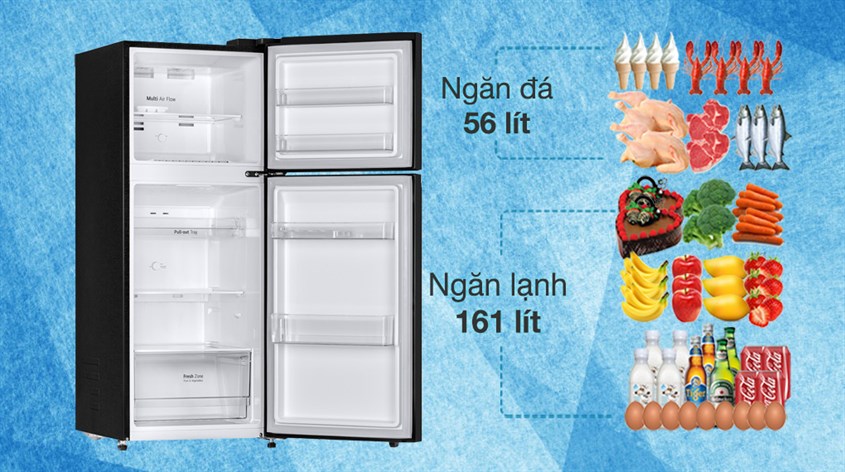 Tủ lạnh LG Inverter 217 Lít GV-B212WB với điện năng tiêu thụ là 335kWh/năm sẽ có
