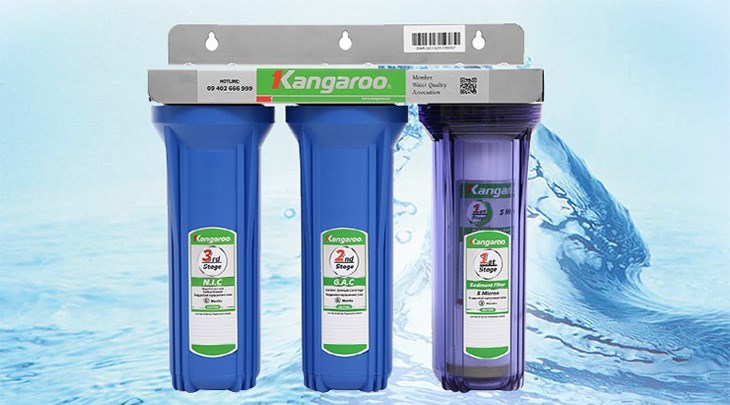 Bộ cốc lọc đầu nguồn Kangaroo KG01G3 có khả năng hấp thụ thuốc sâu, kim loại nặng,.. trước khi đi qua hệ thống lọc, hỗ trợ nước đầu ra sạch hiệu quả