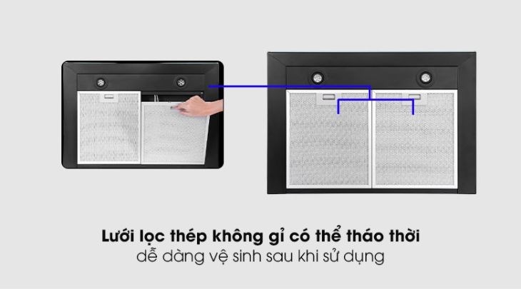 Máy hút mùi Junger trang bị lưới lọc thép không gỉ giúp bạn sử dụng lâu dền và lau chùi dễ dàng