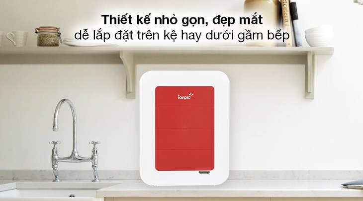 Máy lọc nước UF IONPIA ION-UFS4P 4 lõi có kiểu dáng nhỏ gọn, thiết kế không bình chứa tiết kiệm không gian