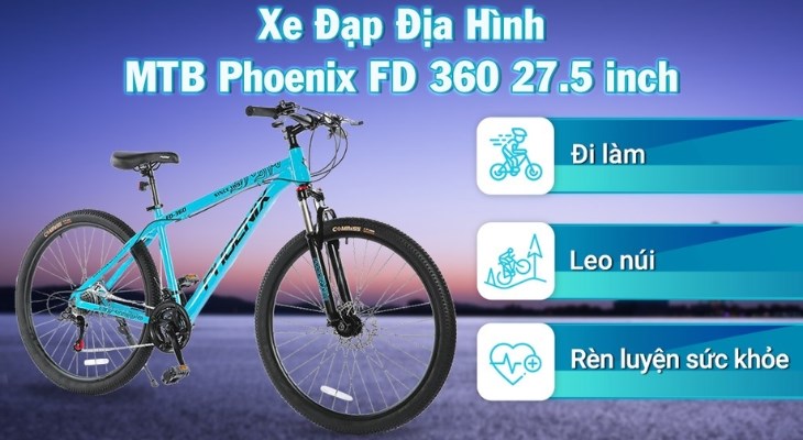 Xe Đạp Địa Hình MTB Phoenix FD 360 27.5 inch có khả năng thay đổi linh hoạt giữa 24 tốc độ khác nhau cho trải nghiệm di chuyển thêm thú vị