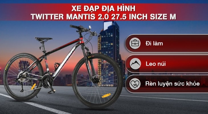 Xe đạp địa hình MTB Twitter Mantis 2.0 27.5 inch Size M được trang bị bộ thắng ZOOM nhanh nhạy giúp người dùng tự tin xử lý tình huống