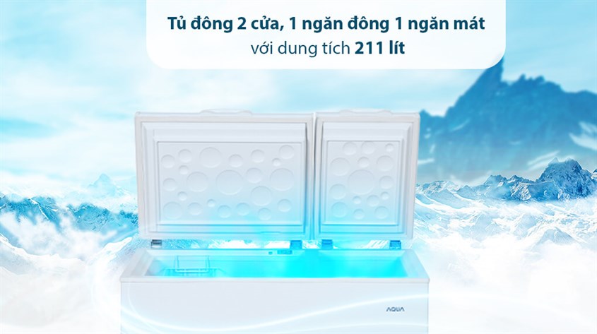 Tủ đông AQUA 211 lít AQF-C3102S  có giá thành khoảng 8 triệu đồng phù hợp cho nhiều gia đình hiện nay