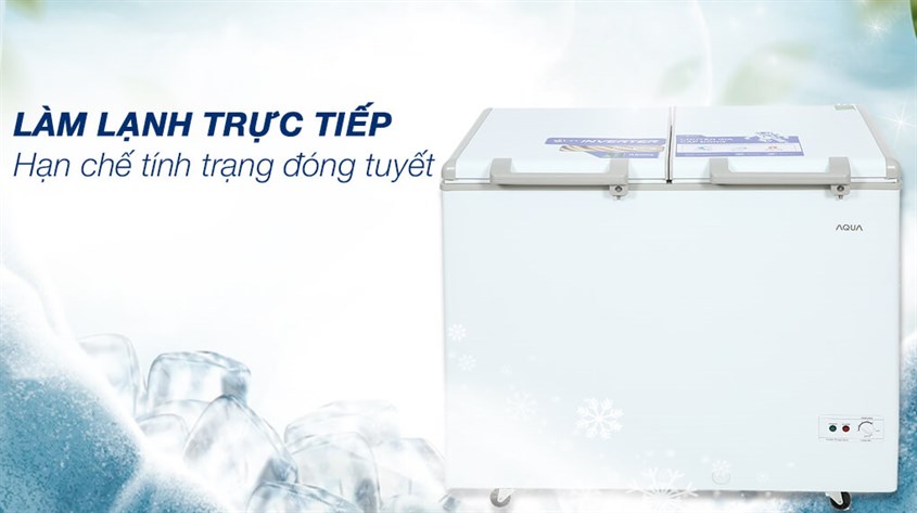 Tủ đông AQUA Inverter 319 lít AQF-C4201E được trang bị công nghệ làm lạnh trực tiếp giúp bảo quản thực phẩm được lâu dài và ổn định hơn