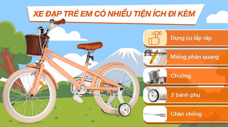 Xe đạp trẻ em RoyalBaby RB18B-6-3 18 inch được trang bị nhiều phụ kiện đi kèm hỗ trợ trẻ đạp xe dễ dàng, đảm bảo an toàn