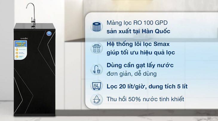 Máy lọc nước RO Karofi KAQ-X16 10 lõi phù hợp để uống trực tiếp ngay sau khi lọc mà không cần đun sôi lại