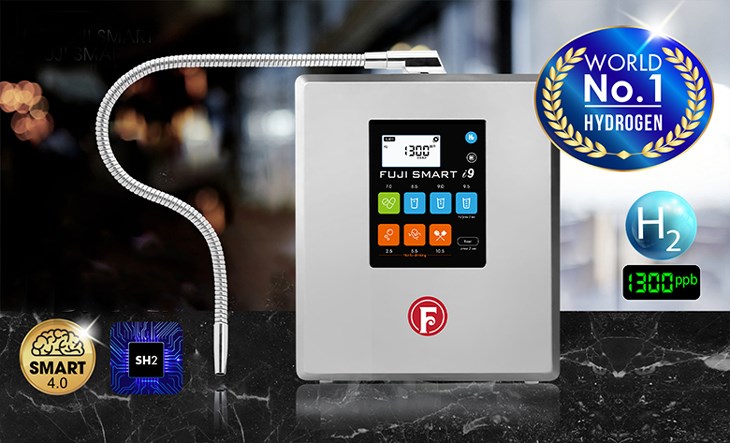 Máy lọc nước ion kiềm Fuji Smart i9 10 tấm điện cực sở hữu thiết kế sang trọng với lớp vỏ Platinum thời thượng