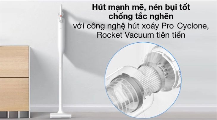 Máy hút bụi Deerma cho lực hút mạnh mẽ, xử lý và nén bụi tốt giúp bạn vệ sinh tốt các khu vực có diện tích vừa và nhỏ