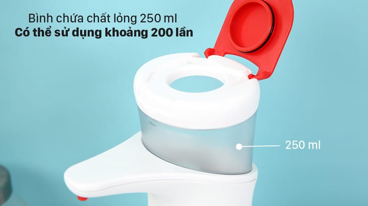 Máy rửa tay Deerma có dung tích chứa 250ml, có thể sử dụng khoảng 200 lần Máy rửa tay Deerma có dung tích chứa 250ml, có thể sử dụng khoảng 200 lần