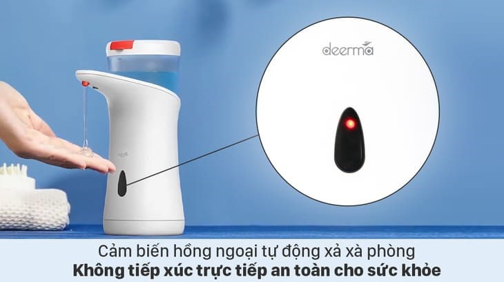 Tính năng cảm biến hồng ngoại giúp người dùng không phải tiếp xúc trực tiếp với vòi xịt xà phòng, ngăn ngừa vi khuẩn lây lan Tính năng cảm biến hồng ngoại giúp người dùng không phải tiếp xúc trực tiếp với vòi xịt xà phòng, ngăn ngừa vi khuẩn lây lan