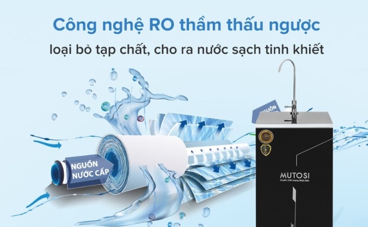 Máy lọc nước RO Mutosi MP-290SK 9 lõi sở hữu công nghệ lọc RO hiện đại, cho ra nguồn nước sạch, an toàn