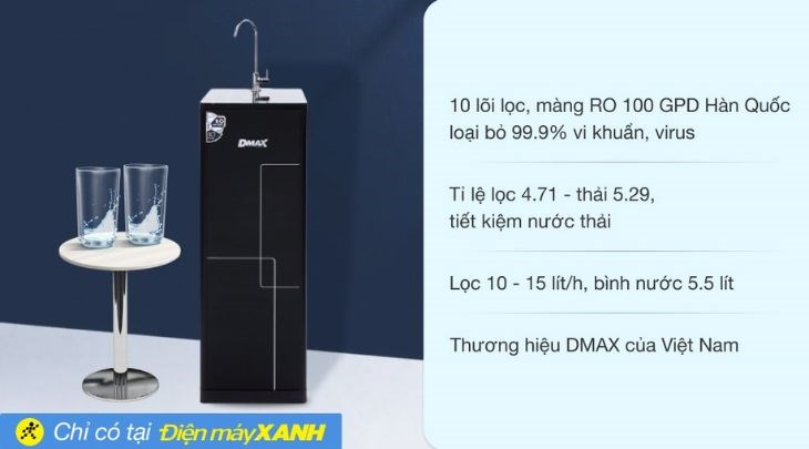 Máy lọc nước RO DMAX LTN002 10 lõi đang được kinh doanh tại Điện máy XANH với giá chỉ 3.290.000 VNĐ (giá cập nhật 07/2023, có thể thay đổi theo thời gian)