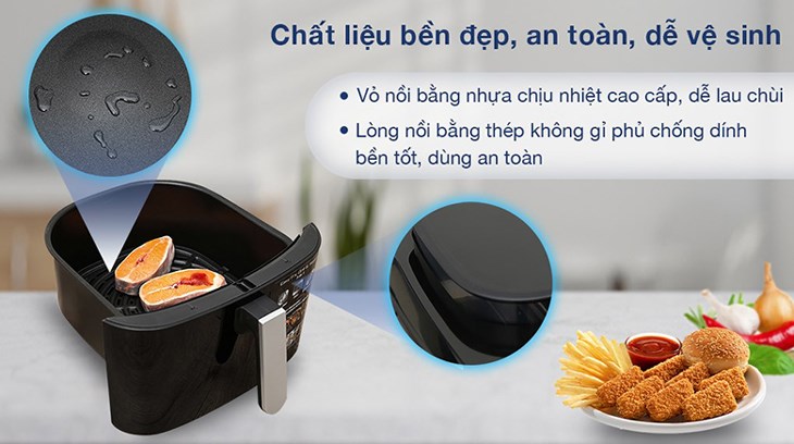 Nồi chiên không dầu kết hợp hấp Tefal FW201815 6.5 lít sở hữu thiết kế sang trọng với vỏ ngoài bằng nhựa cao cấp, chịu nhiệt tốt và dễ vệ sinh