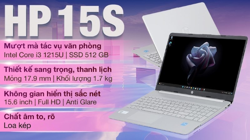 Laptop HP 15s fq5229TU i3 1215U (8U237PA) với bộ nhớ RAM 8 GB, có thể nâng cấp tối đa 16 GB