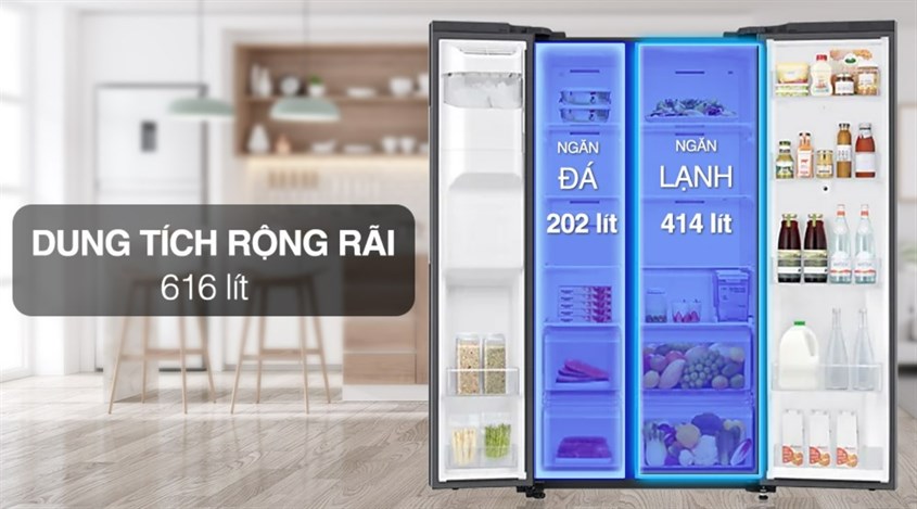 Tủ lạnh Family Hub Samsung Inverter 616 lít RS64T5F01B4/SV sở hữu dung tích lớn, phù hợp gia đình trên 5 người sử dụng
