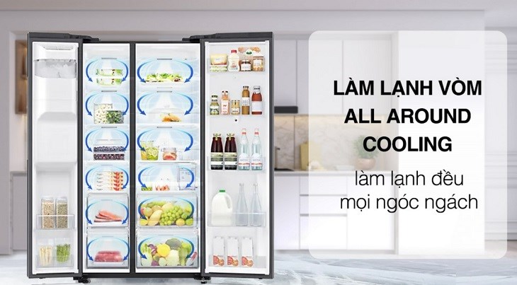 Công nghệ làm lạnh vòm All Round Cooling giúp làm lạnh thực phẩm toàn diện, giảm thiểu tỷ lệ hư hỏng