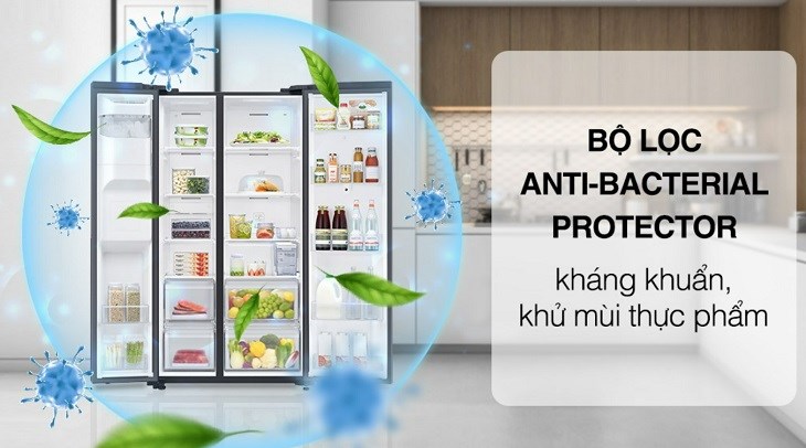 Bộ lọc Anti-Bacterial Protector giúp giữ cho không khí bên trong tủ lạnh Samsung luôn sạch khuẩn và thông thoáng