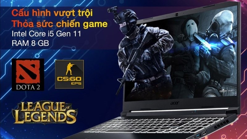 Laptop Acer Nitro 5 Gaming là dòng laptop gaming có cấu hình mạnh