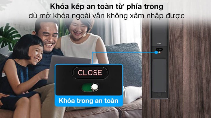 Khóa điện tử Hafele được trang bị khóa kép an toàn từ phía trong giúp tránh tình trạng xâm nhập của người lạ