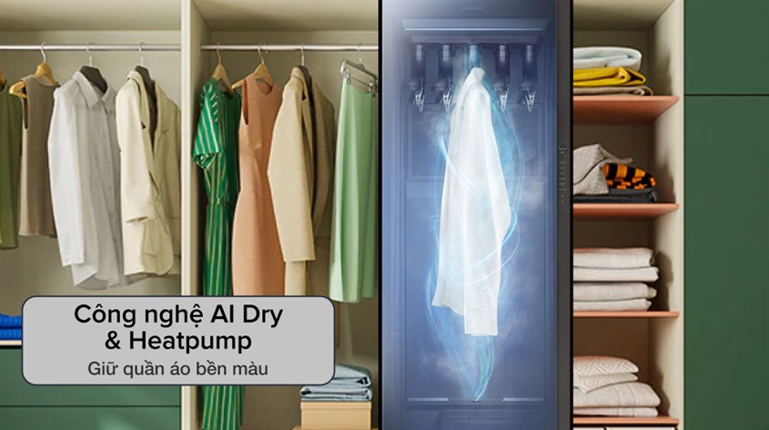 Công nghệ AI Dry & Heatpump có khả năng sấy khô quần áo hiệu quả