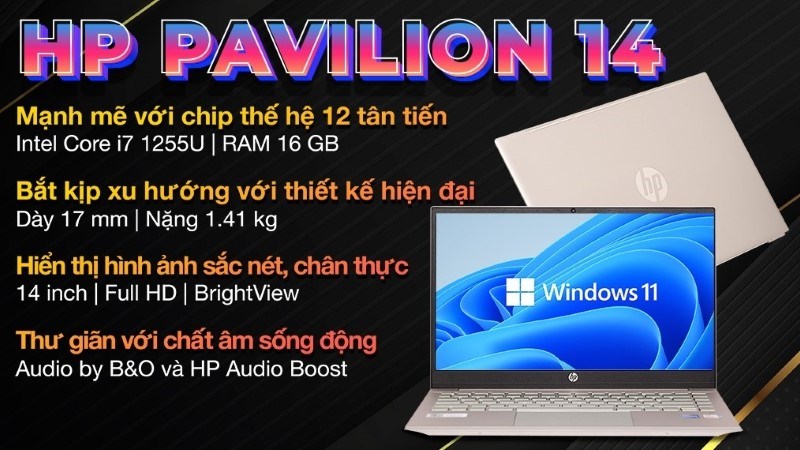 Laptop HP Pavilion 14 dv2071TU i7 1255U (7C0W0PA) được trang bị đa dạng cổng kết nối