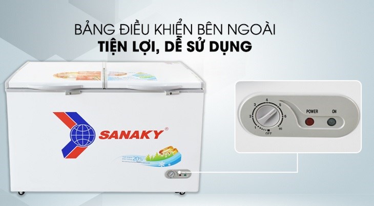 Tủ đông Sanaky 410 lít VH 5699HY trang bị nút vặn điều khiển giúp bạn tùy chỉnh nhiệt đọ dễ dàng theo nhu cầu sử dụng