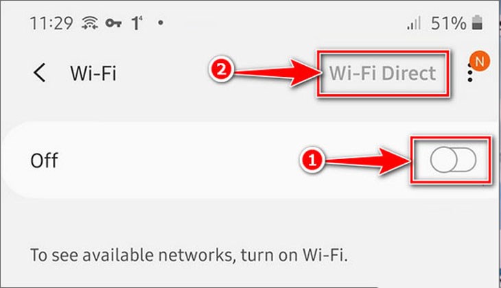 Trên tivi, bạn vào mục Cài đặt > chọn Mạng, nhấn vào Wi-Fi Direct lấy tên Wi-Fi và mật khẩu