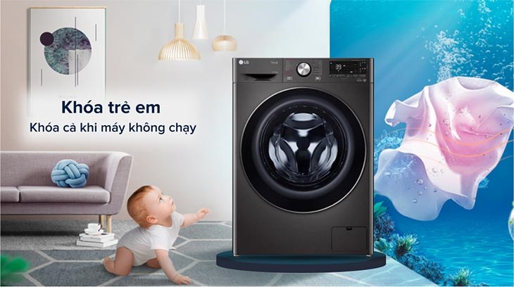 Máy giặt sấy LG Inverter 11 kg FV1411H3BA có khóa trẻ em đảm bảo an toàn