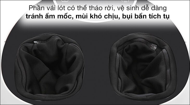 Phần vải bên trong máy massage chân HASUTA HMF-260 (Màu xám) có thể tháo rời, vệ sinh dễ dàng, tránh tích tụ bụi bẩn, ẩm mốc, mùi khó chịu