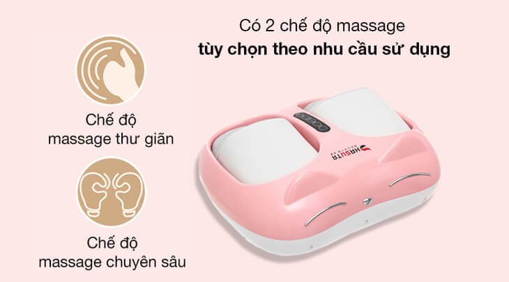 Máy massage chân HASUTA HMF-250 (Màu hồng) được tích hợp 2 chế độ massage giúp cải thiện tình trạng đau, nhức mỏi nhanh chóng