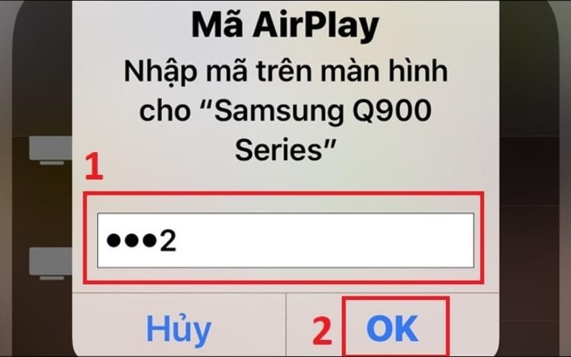 Nhập mã AirPlay vào thiết bị iPhone để hoàn tất