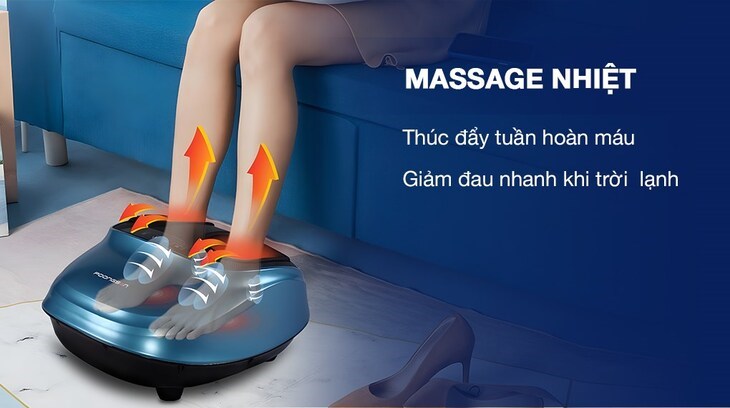 Máy massage chân Poongsan MFP-00 với công nghệ massage nhiệt giúp tăng cường tuần hoàn máu, giảm đau nhanh chóng