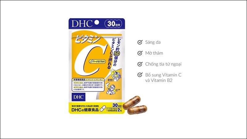 Viên uống vitamin C DHC vừa giúp tăng sức đề kháng vừa làm sáng da.