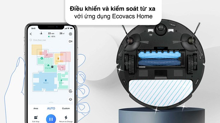 Người dùng cần tải ứng dụng Ecovacs Home để điều khiển robot hút bụi lau nhà Ecovacs Deebot T9 AIVI Plus từ xa